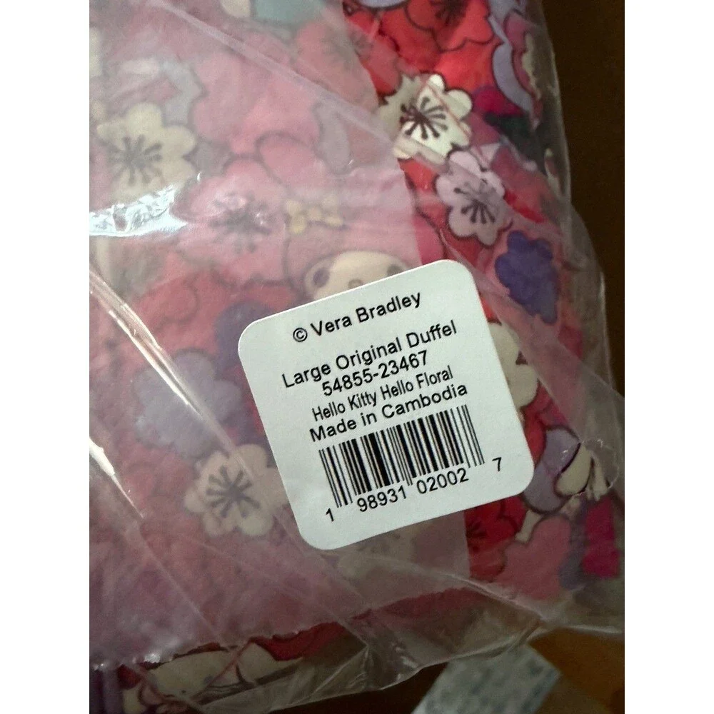 Vera Bradley Large Original Duffel Bag Hello Kitty Friends Floral Melody Kuromi